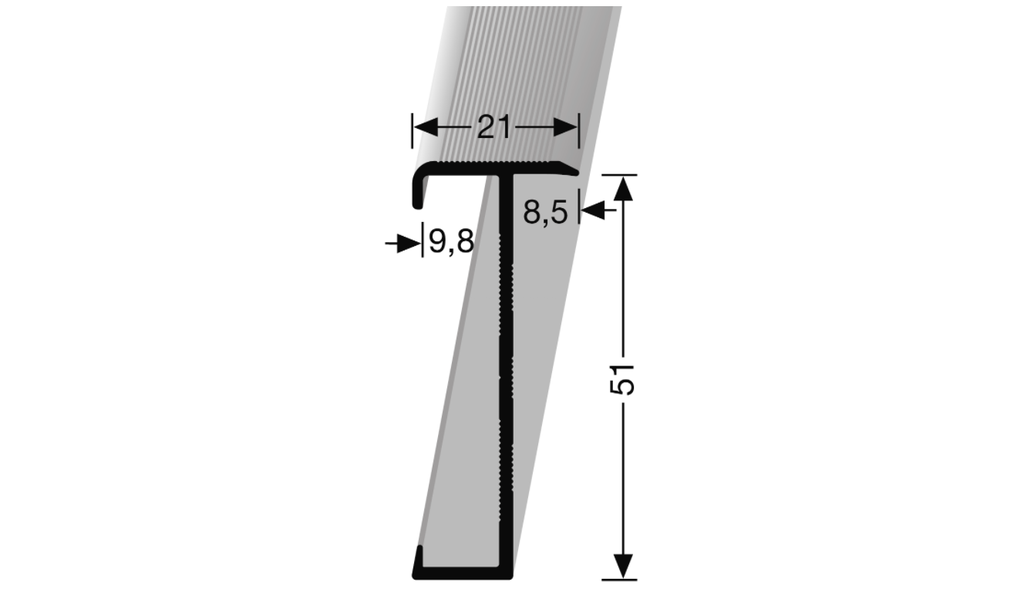 Trapkant profiel 847 Laminaat, 300cm, zilver