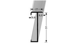 Trapkant profiel 847 Laminaat, 300cm, edelstaal