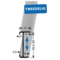 [630996] Trapkantprofiel 844 WS edelstaal verstelbare hoogte 17x 35,5 mm